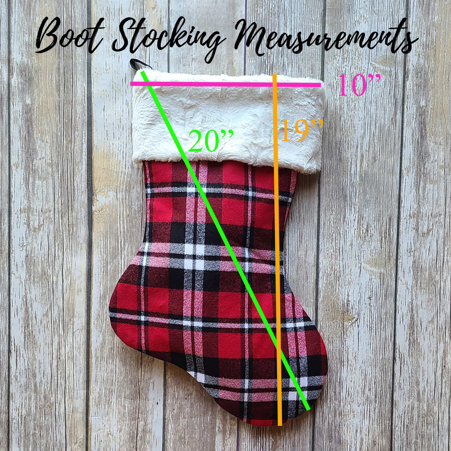 Personalized Buffalo Plaid Red and Black Plaid Christmas Stocking with Fur Cuff