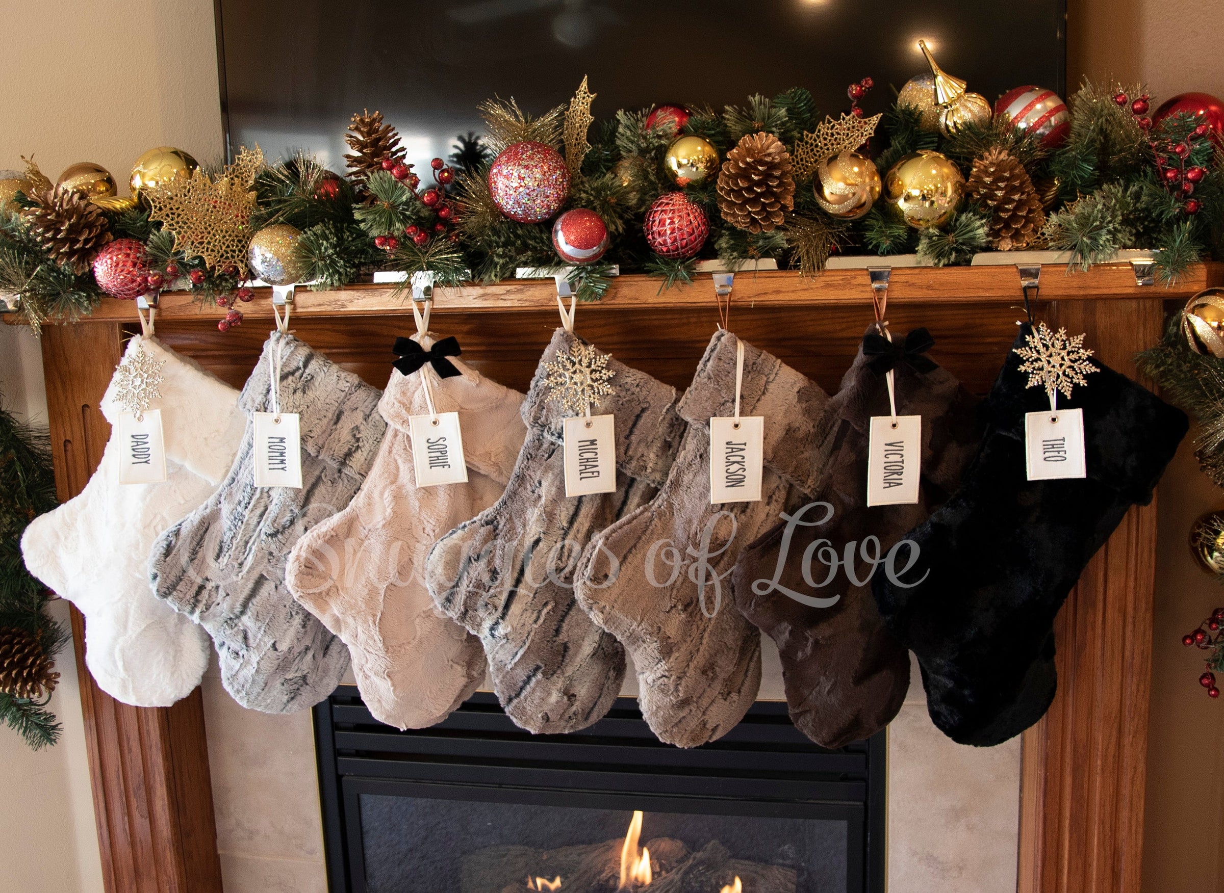 Personalized Ivory Fur Cat Christmas Stocking
