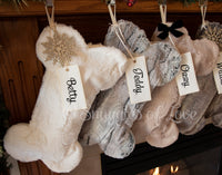 Personalized Ivory Fur Dog Christmas Stocking