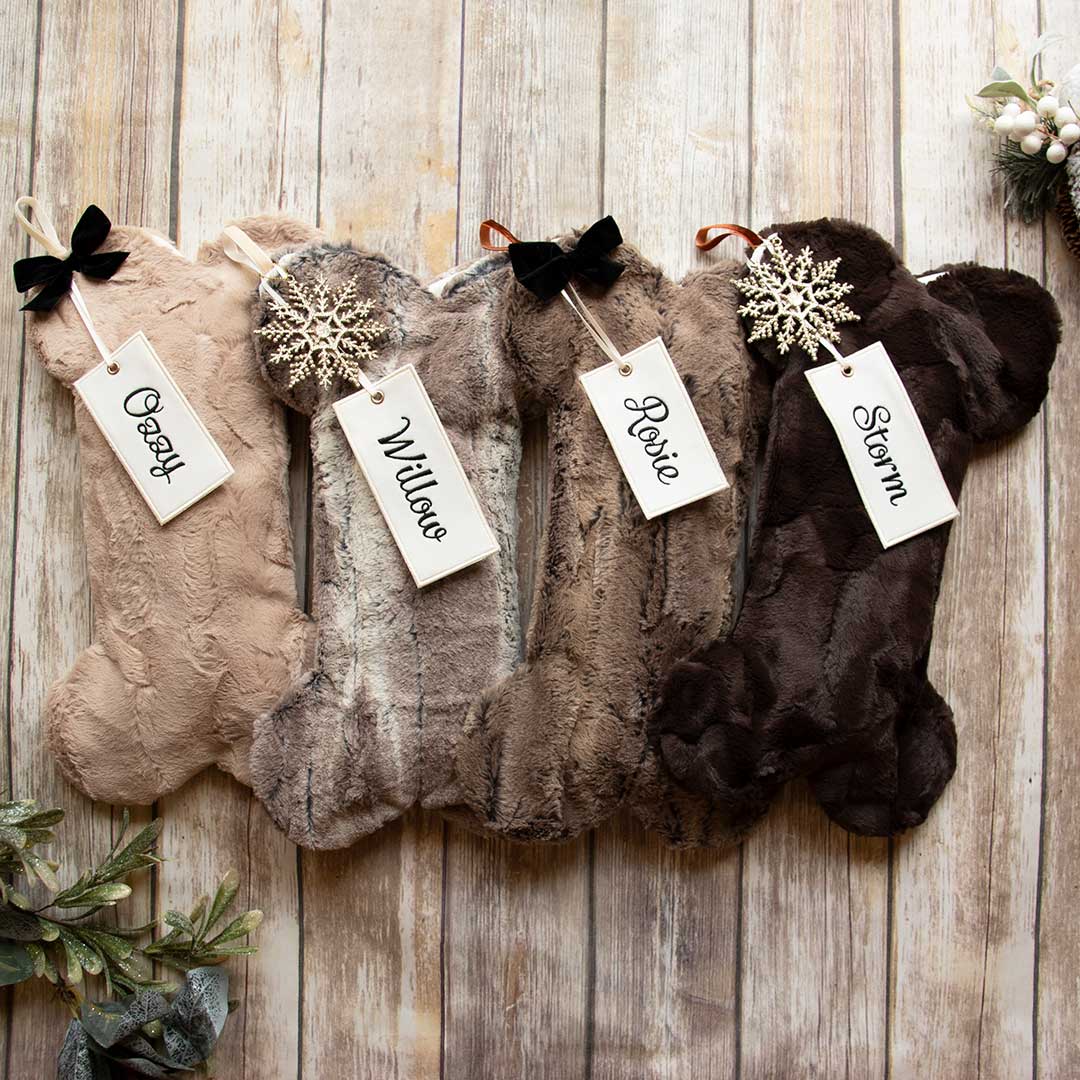 Personalized Brown Fur Dog Christmas Stocking