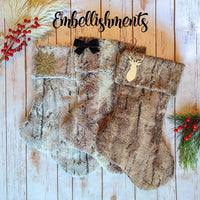 Personalized Grey Fur Dog Christmas Stocking