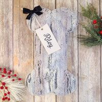 Personalized Grey Fur Dog Christmas Stocking