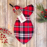Personalized Red and Black Plaid Cat Stocking