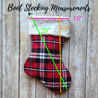 Personalized Red and Grey Plaid Christmas Stocking with Fur Cuff