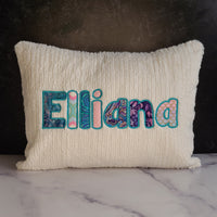 Personalized Aqua, Pink, and Purple Name Pillow