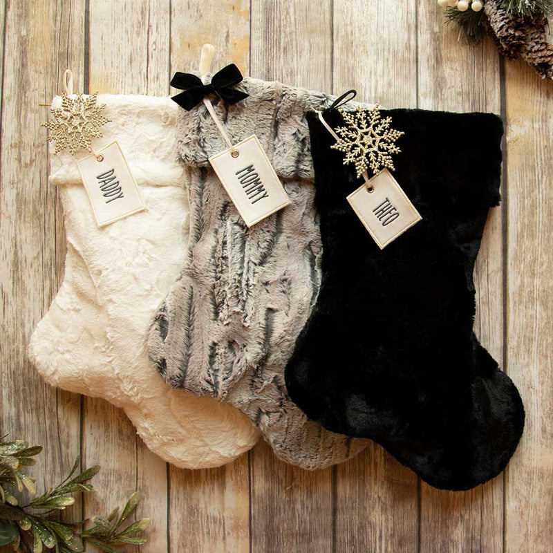 Personalized Grey Fur Christmas Stocking