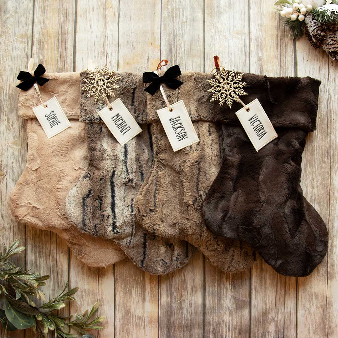 Personalized Ivory Fur Christmas Stocking