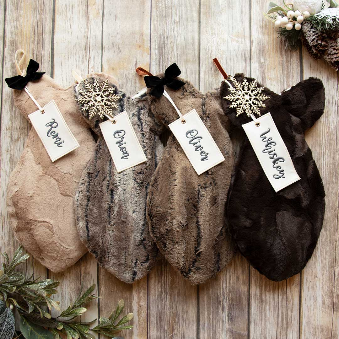 Personalized Grey Fur Cat Christmas Stocking