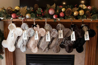 Personalized Grey Fur Christmas Stocking