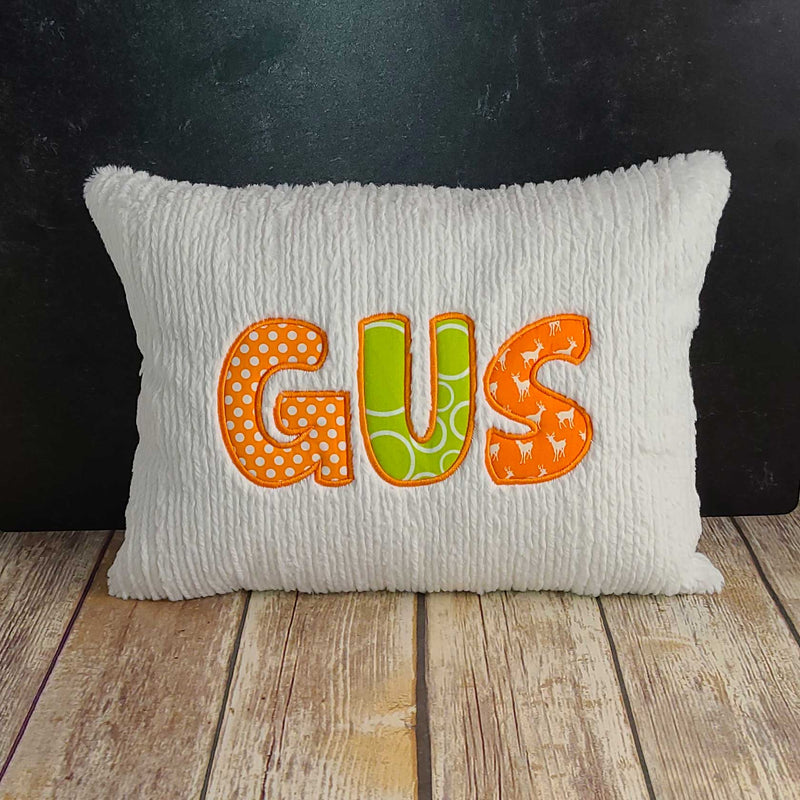 Personalized Orange and Green Name Pillow