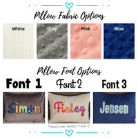 Personalized Coral, Aqua, and Navy Name Pillow