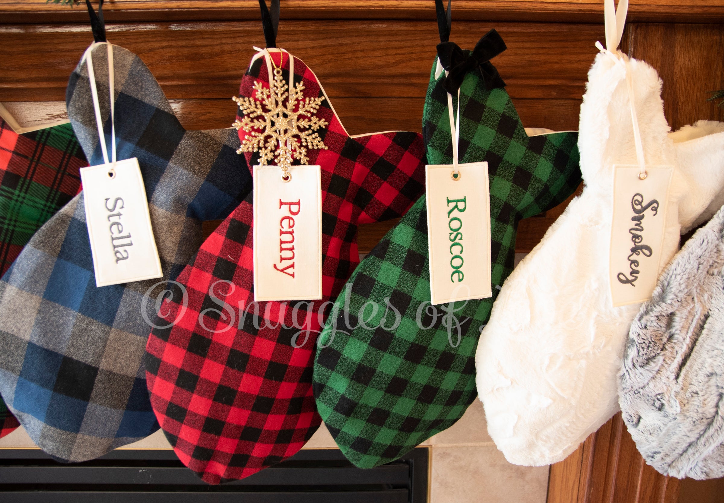 Personalized Buffalo Plaid Red and Black Plaid Cat Stocking