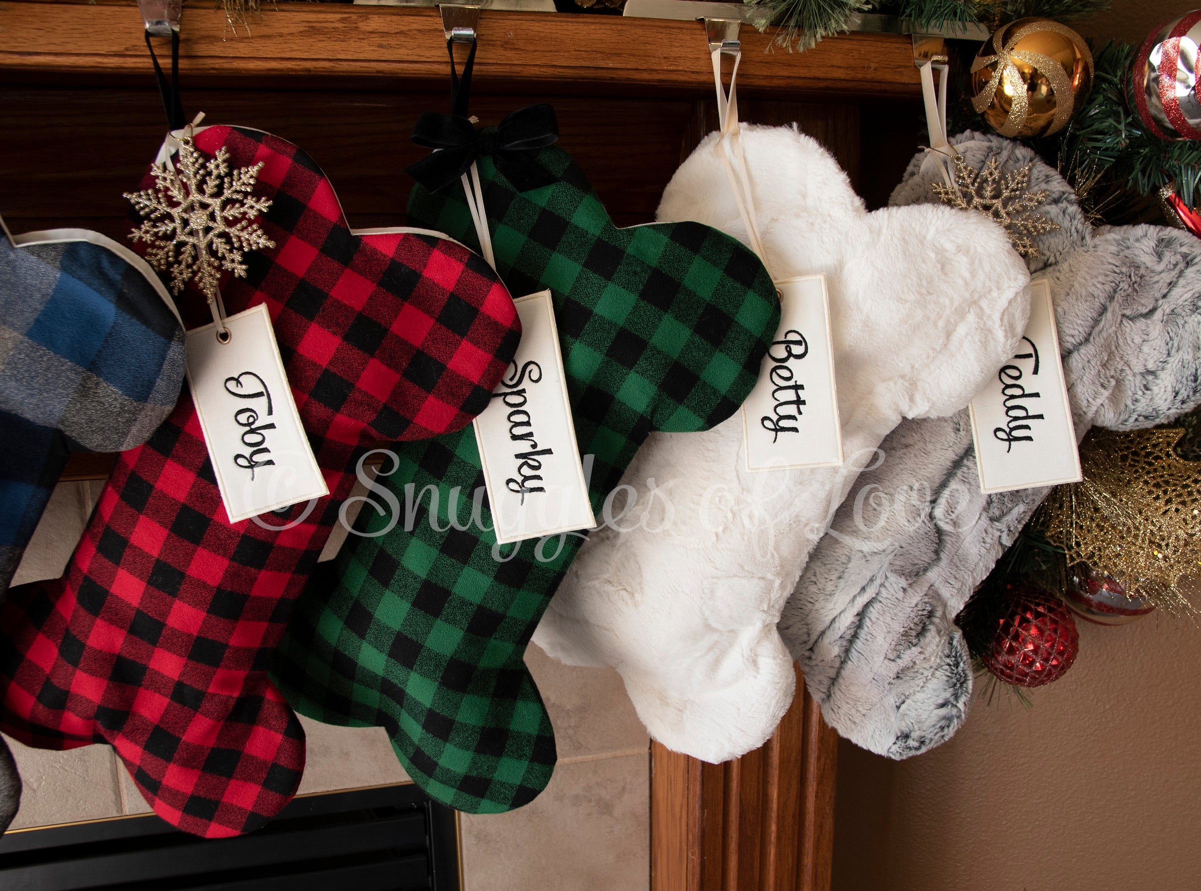 Personalized Buffalo Plaid Red and Black Plaid Christmas Dog Christmas Stocking