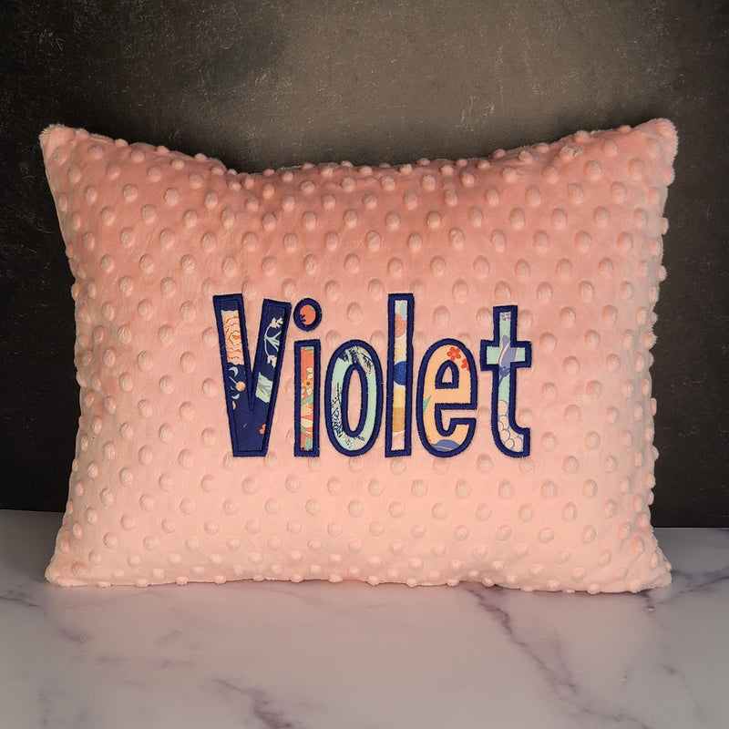 Personalized Coral, Aqua, and Navy Name Pillow