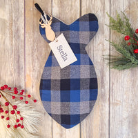 Personalized Blue and Grey Plaid Cat Stocking