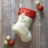 Red sequin Christmas stocking with cream velvet and red sequin cuff